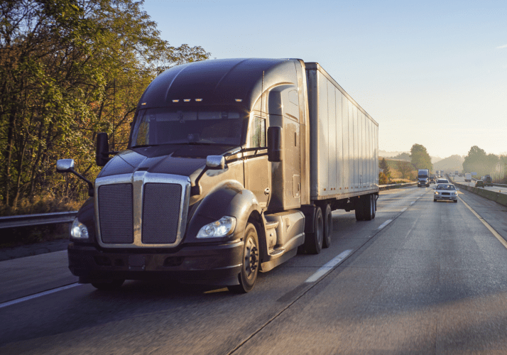 Semi Truck On Highway Half Page Image Commercial Driver's License Knowledge Exam,Semi Truck On Highway